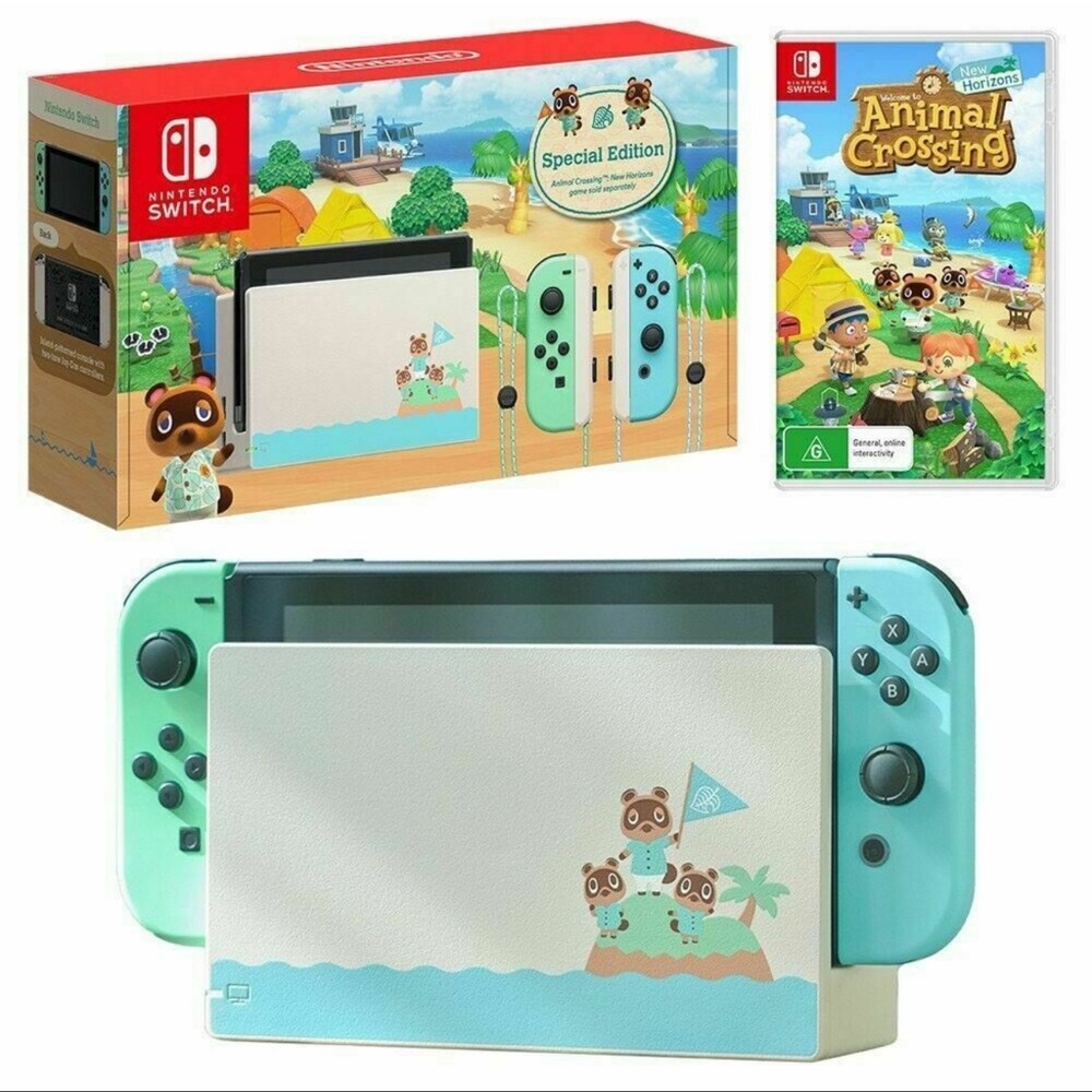 Nintendo Blue and White Console with Animal Crossing Design